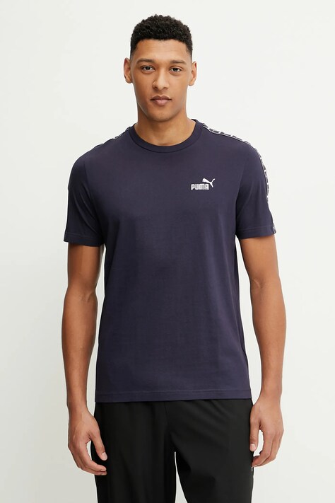 Puma t-shirt bawełniany męski kolor granatowy z aplikacją 684674
