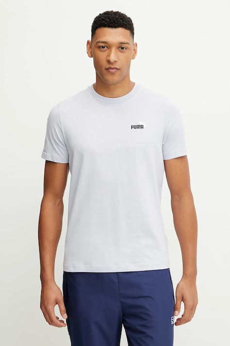 Puma t-shirt bawełniany męski kolor niebieski z aplikacją 684717