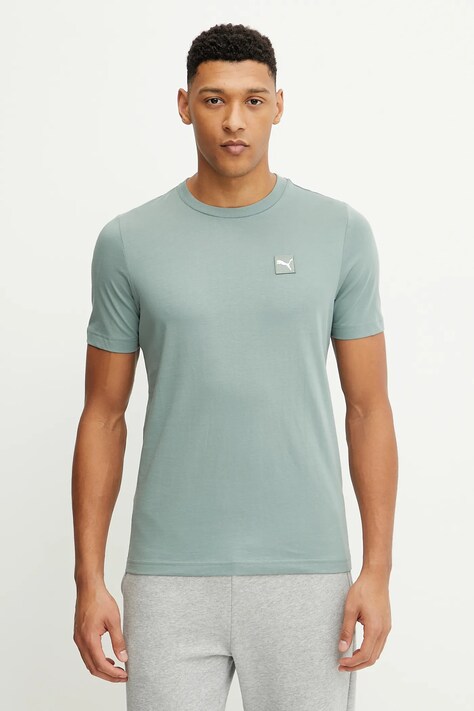 Puma t-shirt bawełniany ESS ELEVATED męski kolor zielony melanżowy 684726