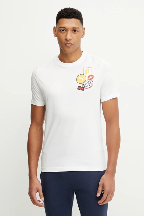 Puma tricou din bumbac GRAPHICS Icon bărbați, culoarea alb, cu imprimeu, 684829