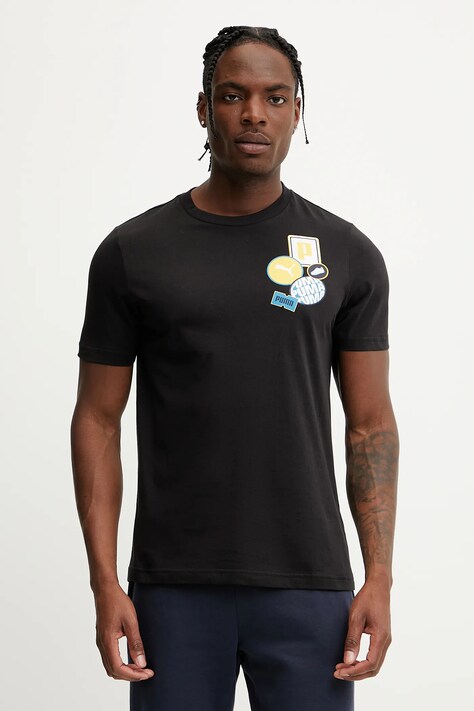 Puma t-shirt bawełniany GRAPHICS Icon męski kolor czarny z nadrukiem 684829