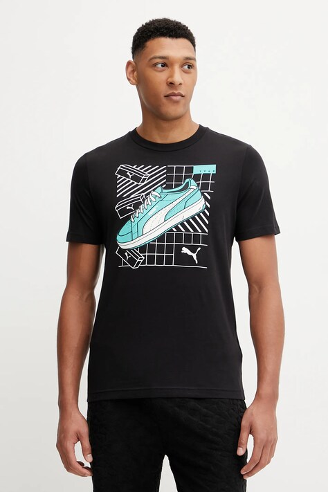 Хлопковая футболка Puma GRAPHICS Sneaker цвет чёрный с принтом 684830