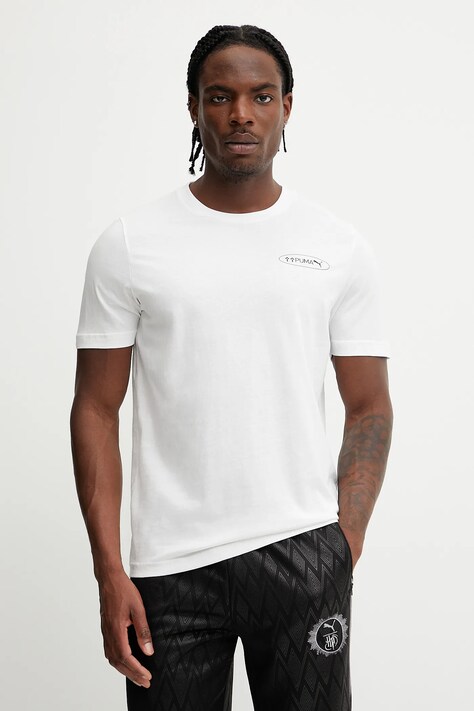 Puma t-shirt bawełniany GRAPHICS 3 Circles męski kolor biały z nadrukiem 684834