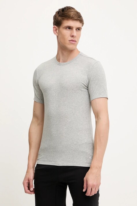Calvin Klein Underwear tricou 3-pack barbati, culoarea gri, neted, LV00NB4185