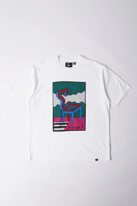 by Parra t-shirt bawełniany Smoke chair męski kolor biały 53500