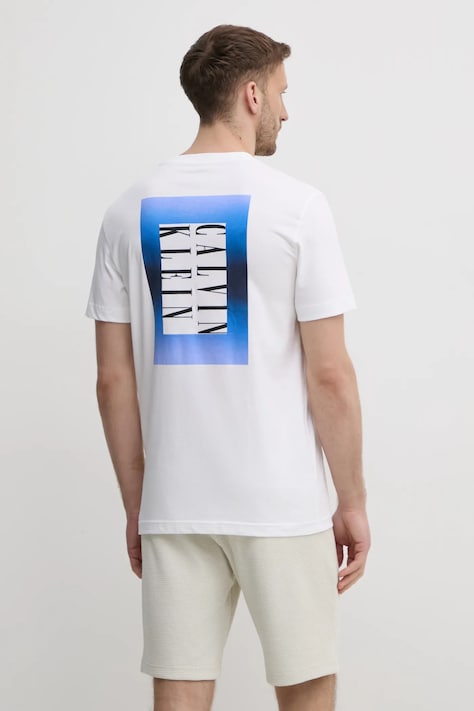 Calvin Klein Jeans t-shirt bawełniany męski kolor biały z nadrukiem J30J327478