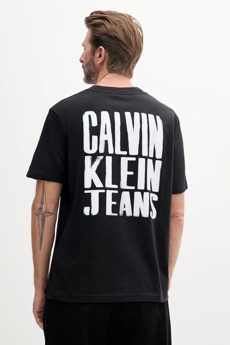 Calvin Klein Jeans t-shirt bawełniany męski kolor czarny z nadrukiem J30J327523