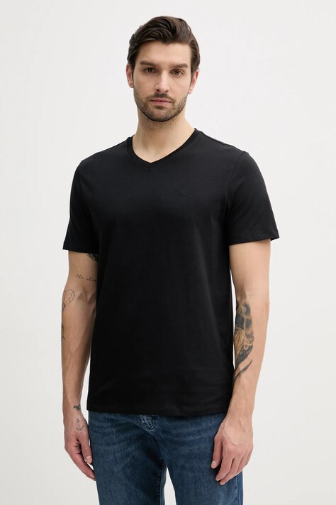 Calvin Klein Jeans tricou din bumbac barbati, culoarea negru, neted, LV040HM298