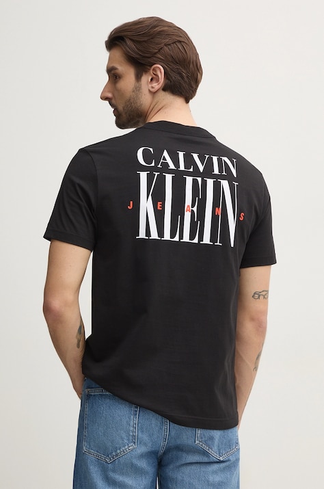 Бавовняна футболка Calvin Klein Jeans чоловіча колір чорний з принтом J30J327473