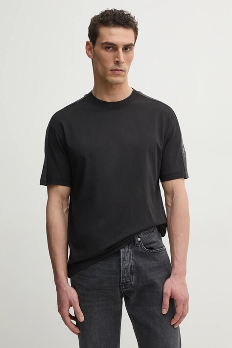 Calvin Klein Jeans tricou din bumbac barbati, culoarea negru, neted, J30J327237