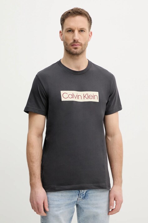 Calvin Klein Jeans tricou din bumbac barbati, culoarea gri, cu imprimeu, J30J327472