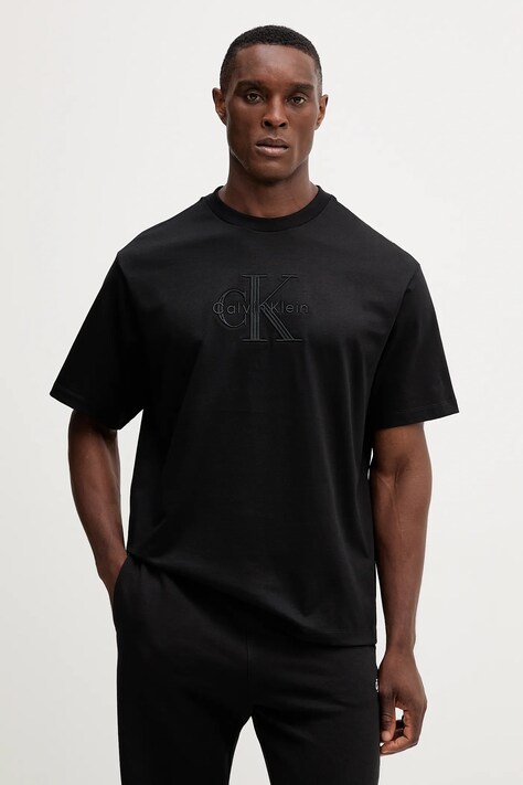 Calvin Klein Jeans t-shirt in cotone uomo colore bianco con applicazione LV04RB295G