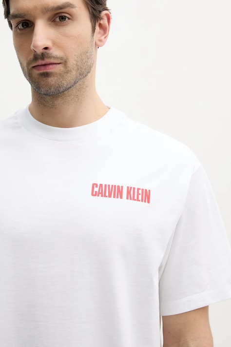 Bavlněné tričko Calvin Klein Jeans bílá barva, s potiskem, LV04RB851G