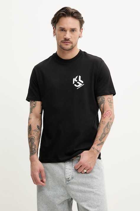 Karl Lagerfeld Jeans tricou barbati, culoarea negru, cu imprimeu, A2M17072