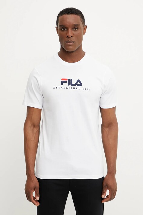 Fila tricou din bumbac Brill barbati, culoarea alb, cu imprimeu, FAU0200