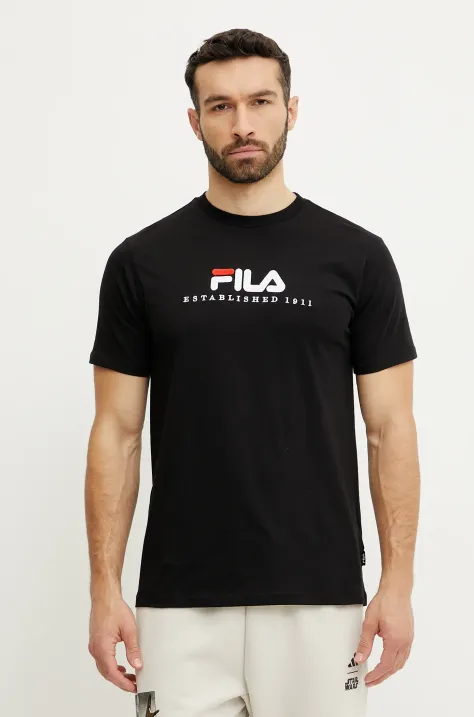 Fila t-shirt bawełniany Brill męski kolor czarny z aplikacją FAU0200