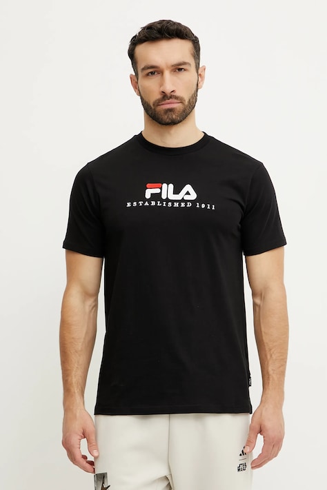 Бавовняна футболка Fila Brill чоловіча колір чорний з аплікацією FAU0200