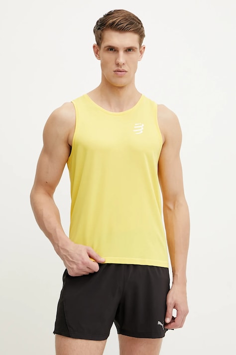 Bežecké tričko Compressport Singlet žltá farba, ATSM743