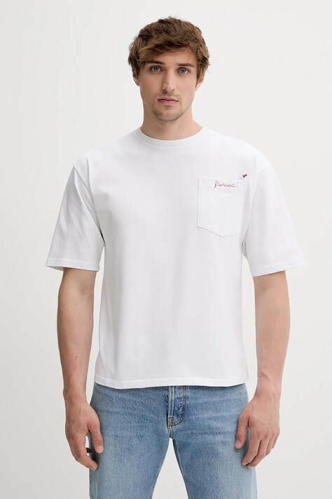 Fiorucci tricou din bumbac Fish Bowl Logo Pocket Relaxed Fit T-Shirt culoarea alb, neted, M02SMTSH101CJ01WH10