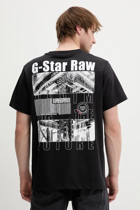 G-Star tricou din bumbac culoarea negru, cu imprimeu, D25976-C784