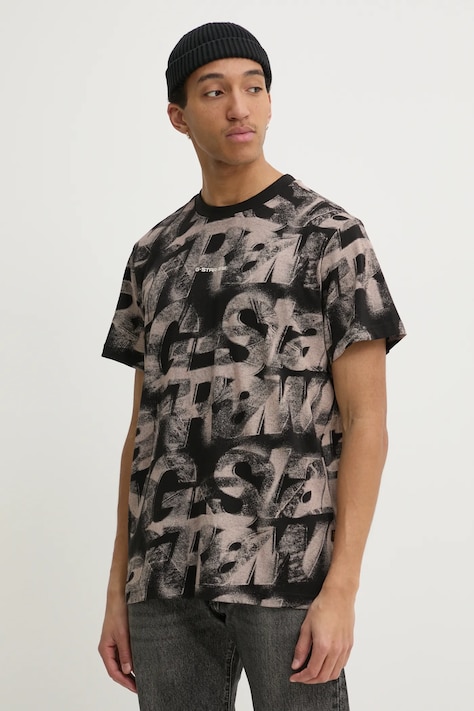 G-Star tricou din bumbac bărbați, culoarea negru, cu imprimeu, D26290-C338