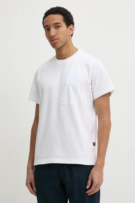 G-Star tricou din bumbac bărbați, culoarea alb, uni, D26545-D959