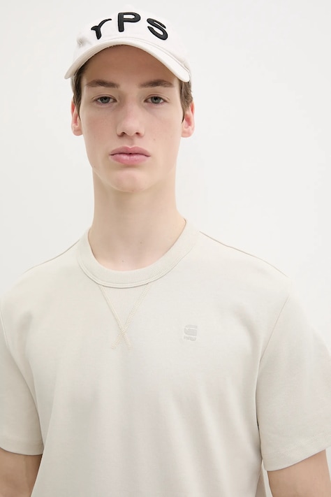 G-Star tricou din bumbac bărbați, culoarea bej, uni, D24449-C812