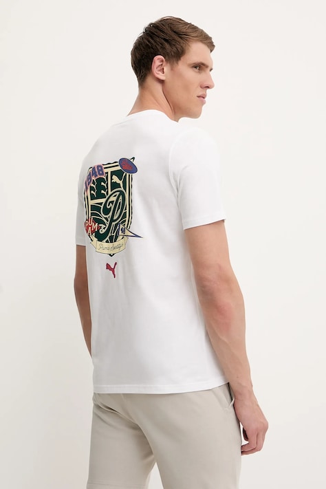 Хлопковая футболка Puma цвет белый с принтом 629628