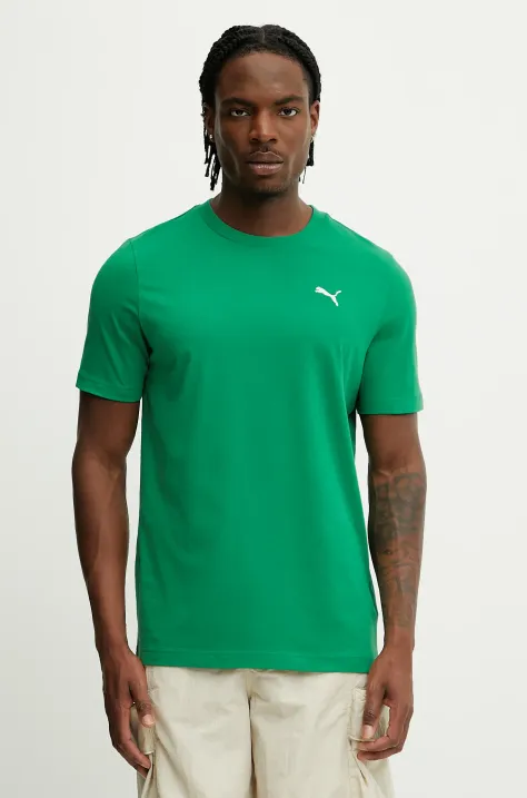 Puma t-shirt bawełniany męski kolor zielony gładki 629644