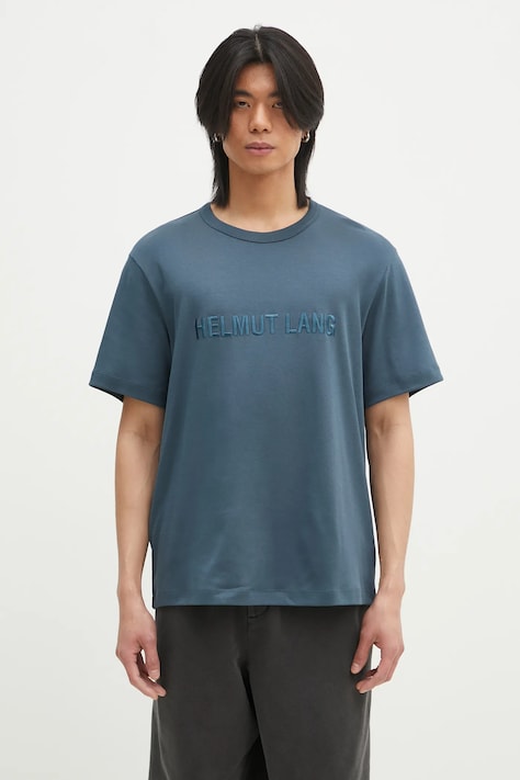 Helmut Lang t-shirt bawełniany Logo Ov Tee.Hvy Ever męski kolor turkusowy z aplikacją O04HM599