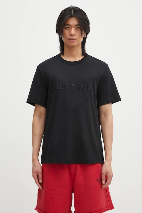 Helmut Lang t-shirt bawełniany Logo Ov Tee.Hvy Ever męski kolor czarny z aplikacją O04HM599