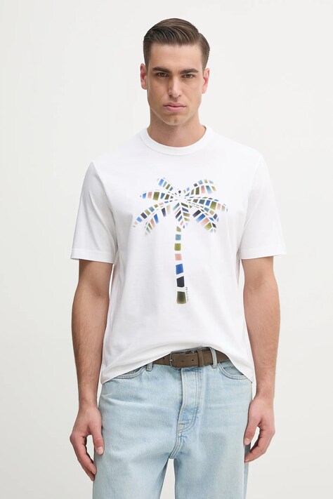PS Paul Smith t-shirt bawełniany męski kolor biały z nadrukiem M2R.220X.PP5073