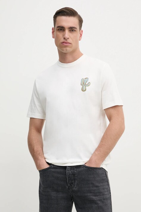 PS Paul Smith t-shirt bawełniany męski kolor beżowy z nadrukiem M2R.220X.PP5076