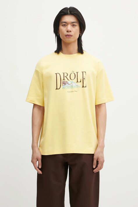 Drôle de Monsieur t-shirt in cotone Le T-Shirt Tennis Court uomo colore giallo G-TS246-CO002-LYL