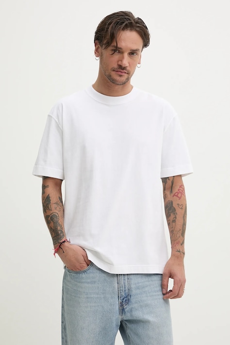 Bavlnené tričko Hollister Co. pánske, biela farba, jednofarebné, KI324-4158