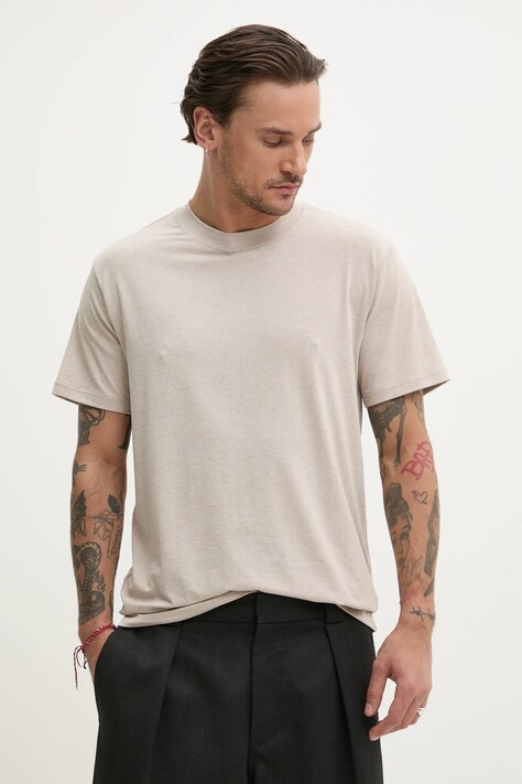 Μπλουζάκι Hollister Co. χρώμα: μπεζ, KI324-5089
