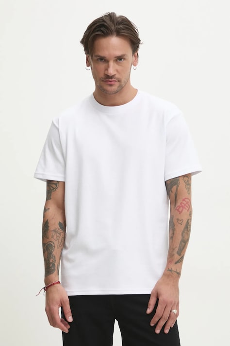 Hollister Co. tricou barbati, culoarea alb, neted, KI324-5143