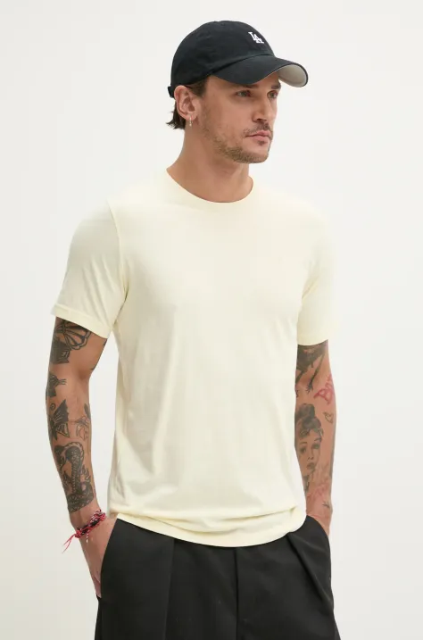 Hollister Co. t-shirt bawełniany męski kolor żółty gładki KI324-5148