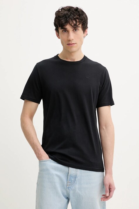 Hollister Co. t-shirt bawełniany męski kolor czarny gładki KI324-5149