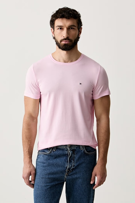 Tommy Hilfiger βασικό T-shirt ανδρικό βαμβακερό με ελαστάν ροζ MW0MW10800