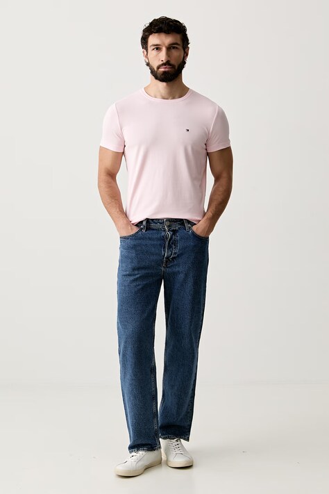 Tommy Hilfiger T-shirt basic męski bawełniany z elastanem różowy MW0MW10800