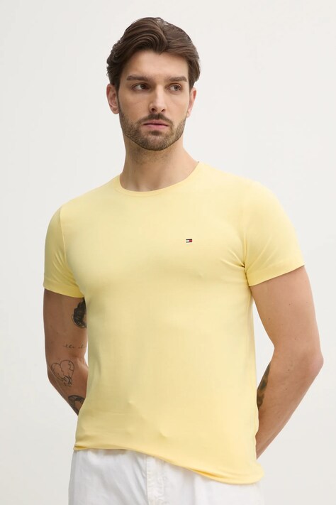 Tommy Hilfiger tricou bărbați, culoarea galben, uni, MW0MW10800