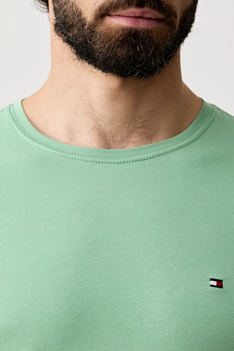 Tommy Hilfiger T-shirt basic męski bawełniany z elastanem zielony MW0MW10800