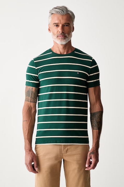 Tommy Hilfiger tricou basic pentru bărbați, din bumbac cu elastan verde MW0MW10800