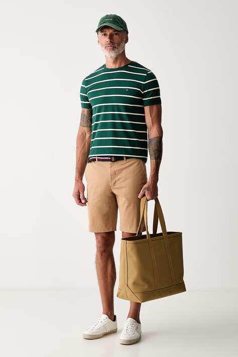 Tommy Hilfiger T-shirt basic męski bawełniany z elastanem zielony MW0MW10800