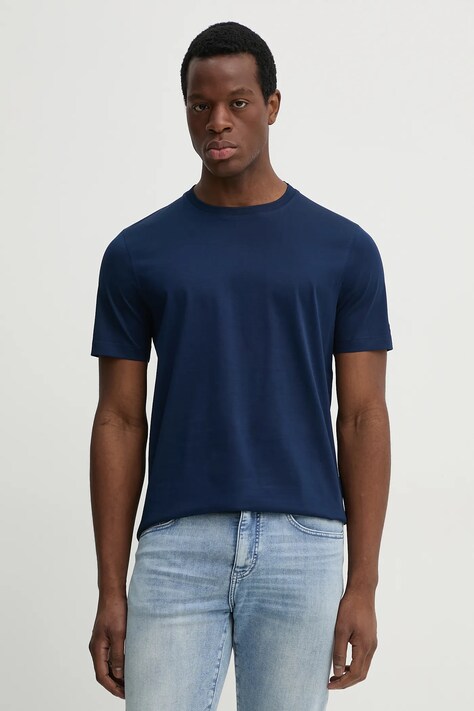Tommy Hilfiger tricou din bumbac bărbați, culoarea bleumarin, uni, MW0MW36657