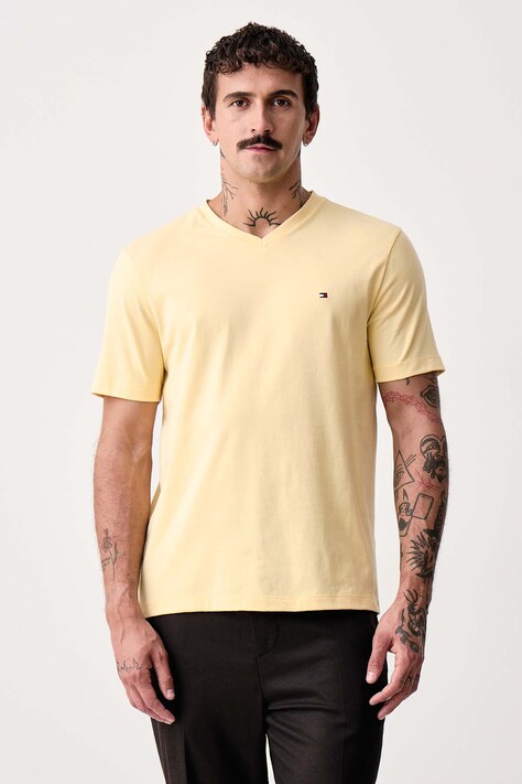 Tommy Hilfiger T-shirt ανδρικό βαμβακερό κίτρινο MW0MW39249