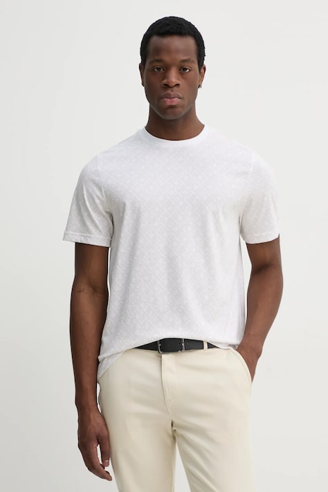Bavlnené tričko Tommy Hilfiger pánske, biela farba, vzorované, MW0MW39251