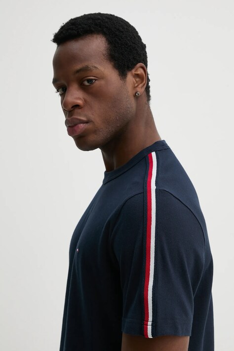 Tommy Hilfiger tricou din bumbac bărbați, culoarea bleumarin, uni, MW0MW38632