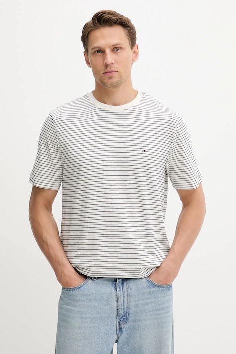 Tommy Hilfiger tricou din bumbac bărbați, culoarea bleumarin, uni, MW0MW39995
